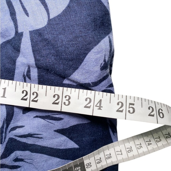 Brooks Brothers Dark Blue Leaf Pattern A-Line Button Down Linen Skirt - Picture 10 of 13